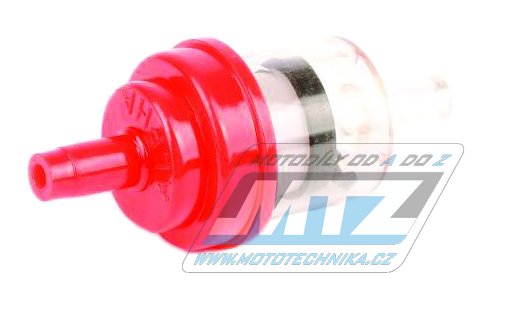Filtr palivový/benzínový - průměr 1/4&quot; (6mm) - plastový - červený
