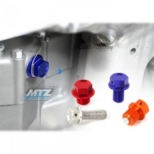Magnetická výpustná skrutka M12x15mm (závit 1,5) - červená (Honda CR80 + CR85 + CR125 + CR250 + Yamaha YZ125 + YZ250 + YZF250 + YZF450 + WRF250 + WRF450 + WR250R + XT250 + ďalšie) ZETA RACING