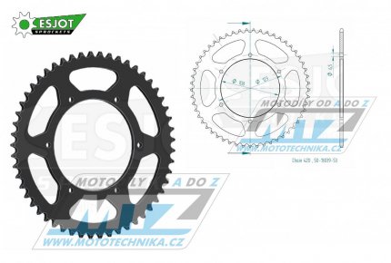 Rozeta ocelov (pevodnk) 1133-53zub ESJOT 50-13039-53 - Motor Hispania 50 RX + Peugeot 50 XR6 + Aprilia 50 RS+50 RS4+50 SX + Derbi 50 GPR Racing+50 GPR Nude+50 Senda SM DRD Racing+50 Senda SM X-treme+50 Senda SM Racing + Gilera 50 SMT