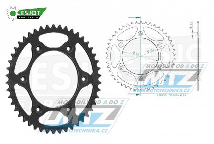 Rozeta ocelov (pevodnk) 0210-46zub ESJOT ULTRALIGHT 50-32045-46-L Offroad (ern) - Honda CR125+CR250+CR500 + CRF250R+CRF250X+CRF450R+CRF450X+CRF450RX+CRF450L + CRM250+CRF150F + CRF230F / 03-19 + XR250S+XL250S+XL250 + XR250R+XR400R / 96-04 + XR65