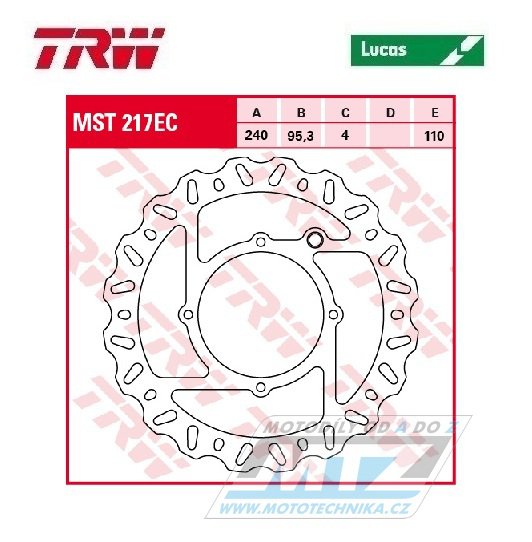 Kotouč brzdový TRW MST217EC (240/95/4D) - KTM 85SX / 13-22 + Husqvarna TC85 / 14-22 + Gas-Gas MC85