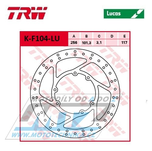 Kotouč brzdový TRW MST454 (256/101/6D) - kulatý design - Honda CRF250L / 12-20 + CRF300L / 21-22 + CRF250 Rally + CRF300 Rally + AJP