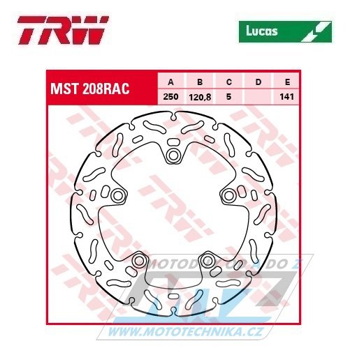 Kotouč brzdový TRW MST208 (250/121/5D) - zubatý design - Suzuki GSX1000S / 15-21 + GSX-S1000F / 15-21 + GSX1000S Katana / 19