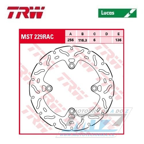 Kotouč brzdový TRW MST229RAC (256/116/4D) - zubatý design - Honda CRF1000L Africa Twin / 15-20