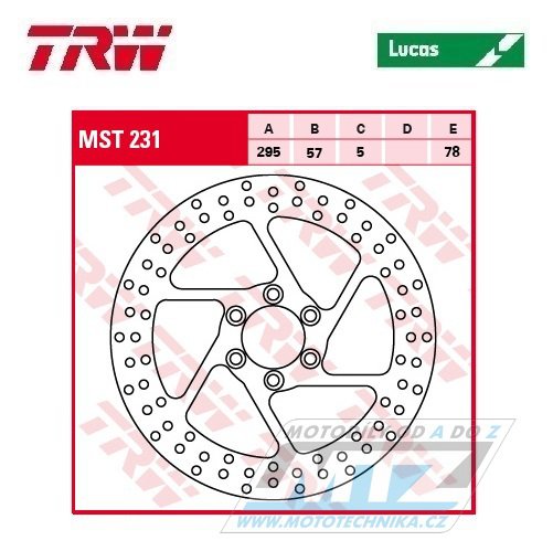 Kotouč brzdový TRW MST231 (296/57/6D) - Suzuki VS600Intruder / 94-97 + VS750Intruder / 86-91 + VS800Intruder / 92-03 + VS1400Intruder / 87-04