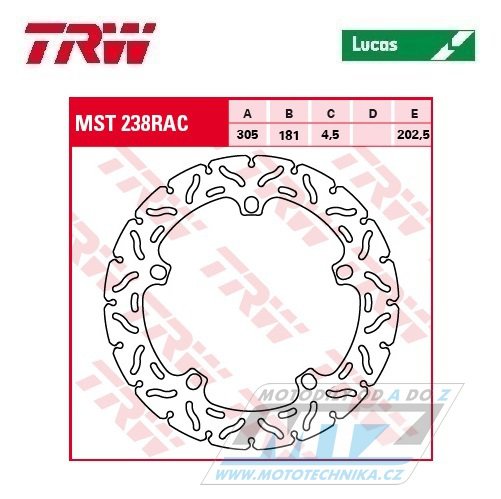 Kotouč brzdový TRW MST238RAC (305/181/5D) - zubatý design - BMW R1100S / 98-00+R1200GS / 04-18+R1200GS Adventure / 06-18