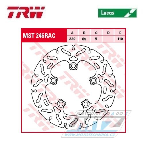 Kotouč brzdový TRW MST246RAC (220/90/5D) - zubatý design - Suzuki GSXR600 / 97-16 + SV650 + GSXR750+GSXR1000+SV1000+TL1000+GSXR1100