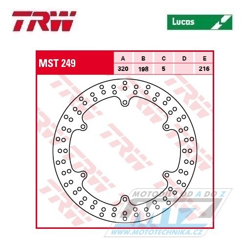 Kotouč brzdový TRW MST249 (320/198/6D) - Yamaha XJ600N / 91-97+XJ600SDiversion / 91-97+XVZ1300 / 96-07