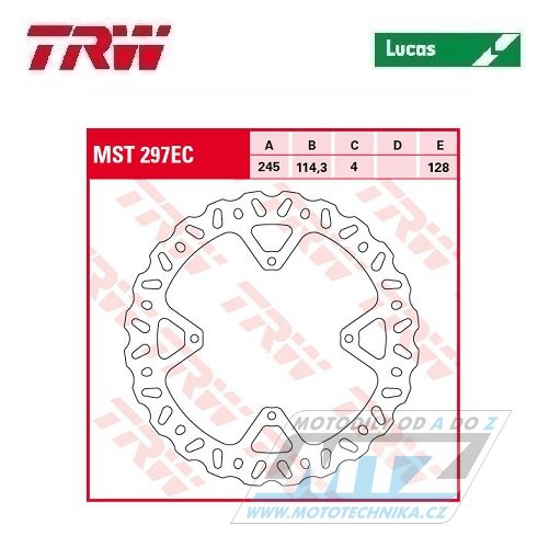 Kotouč brzdový TRW MST297EC (245/114/4D) - TM EN125+MX125+EN144+MX144+EN250+MX250+EN300+MX300 + EN250F+MX250F+EN450F+MX450F+SMX450+EN530F+MX530F + SMR530+SMX530