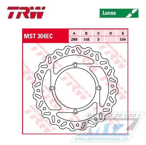 Kotouč brzdový TRW MST304EC (250/118/4D) - Suzuki RMZ250 / 07-18+RMZ450 / 05-17+RMX450Z / 10-19