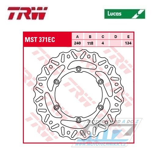 Kotouč brzdový TRW MST371EC (240/118/6D) - zubatý desing - Suzuki RM125 / 99-11+RM250 / 99-12 + RMX250 / 89-00 + DR-Z400S+DR-Z400E + Kawasaki KLX400R / 03-06