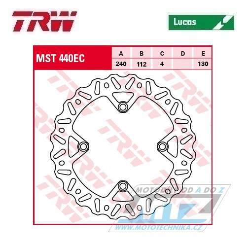 Kotouč brzdový TRW MST440EC (240/112/4D) - zubatý desing Wave - Beta 250RR-525RR + Husqvarna CR+SMS125+SMR400+SMR449+SMR450+SM610+TC250-TC511+TE250-TE511+WRE125+WR125-WR300