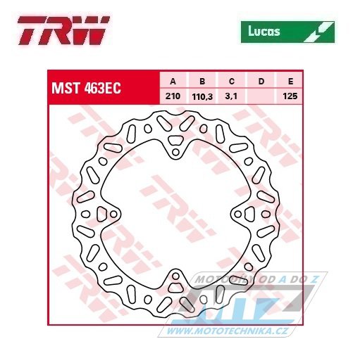 Kotouč brzdový TRW MST463EC (210/110,3/4D) - Husqvarna TC85 / 14-20 + KTM 85SX / 11-20+SX105 / 11-12+Freeride250+Freeride 350