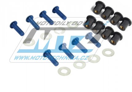 Šrouby a matice pro montáž plexi štítu M5x15mm (sada 8ks) - modré