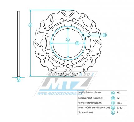 Kotou brzdov PLOVOUC - Moto Master Factory zubat desing "FLAME" 112319 (vnj prmr 310mm)