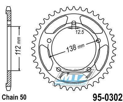 Rozeta ocelov (pevodnk) 0302-43zub MTZ - Honda CB1100 / 13 + CB1100A / 14-15 + CB1100SA / 14-15 + CB1100EX / 15-17 + CB1300F / 03-09 + CB1300S / 06-13 + CBF1000 / 11-15 + CBF1000F / 06-16 + CB900F Hornet / 02-06 + CBR900RR Fire Blade / 92-95