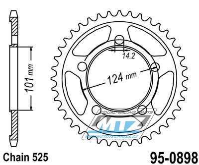 Rozeta ocelov (pevodnk) 0898-42zub MTZ - KTM 950 LC8 Supermoto + 990 Supermoto + 990 SMR + 990 SMT + 990 Superduke + 1190 RC8 + 1190 RC8 R