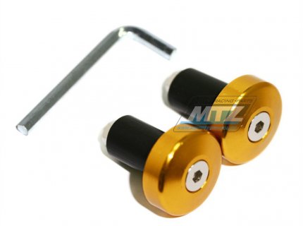 Koncovky/závaží řidítek Alloy - zlaté (pro vnitřní průměr řidítek ¤13mm)