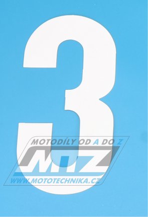 Číslo startovní 3 - provedení MX široké - rozměry: 150x73mm - barva: bílá