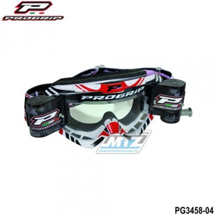 Brýle motokros Progrip 3458 Roll-Off Zoom+ XL - bílo-červené
