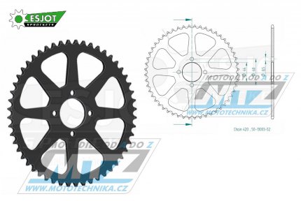 Rozeta ocelov (pevodnk) 0832-52zub ESJOT 50-13003-52 - MBK X-Limit 50 / 03-05 + Yamaha DTR50+DT50R / 88-90 + RD50 / 77-78 + LB50 Chappy France / 83 + DT50 17W Japan / 91 + RD50M Spoke Wheel / 78 + RD50MX Auto France / 74-84 +...