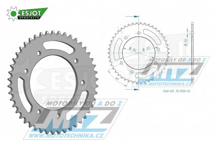 Rozeta ocelov (pevodnk) 1132-46zub ESJOT 50-13024-46 - Rieju 50 RR + Bultaco 50 Lobito+50 Astro SM + Derbi 50 Senda R DRD+50 Senda SM DRD + Gilera 50 RCR + Aprilia 50 RX Factory