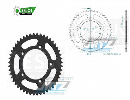 Rozeta ocelov (pevodnk) 0894-48zub ESJOT 50-13025-48 Offroad (ern) - KTM 65SX / 02-24 + 60SX / 97-01 + Husqvarna TC65 / 17-24 + Gas-Gas MC65