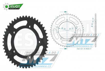 Rozeta ocelov (pevodnk) 0023-47zub ESJOT 50-13026-47 - Aprilia Tuono 50 / 03-04