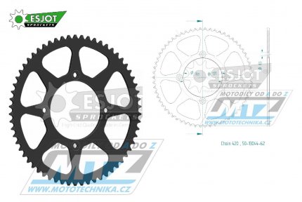 Rozeta ocelov (pevodnk) 1141-62zub ESJOT 50-13044-62 - Beta RR50 / 05-23 + 50RR Sport+Racing+Track + Motard+Supermotard