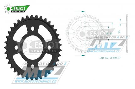 Rozeta ocelov (pevodnk) 13055-37zub ESJOT 50-13055-37 - Honda MSX125 GROM / 21-23 + Z125 Monkey ABS / 22-23