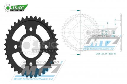 Rozeta ocelov (pevodnk) 13055-38zub ESJOT 50-13055-38 - Honda MSX125 GROM / 21-23 + Z125 Monkey ABS / 22-23