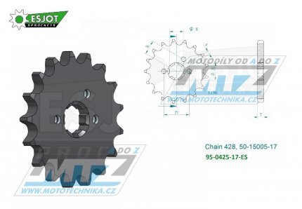Koleko etzov (pastorek) 0425-17zub ESJOT 50-15005-17 - Suzuki RG125+RG125F + TSR125+TS125