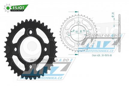 Rozeta ocelov (pevodnk) 0241-38zub ESJOT 50-15013-38 - Honda MTX125R+MTX80R2 / 87-94