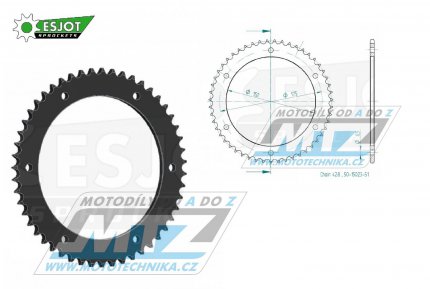 Rozeta ocelov (pevodnk) 0839-51zub ESJOT 50-15023-51 - Yamaha DT125RE + DT125R Everts + DT125X + DT200R + DTR125 + WR125R + WR125X