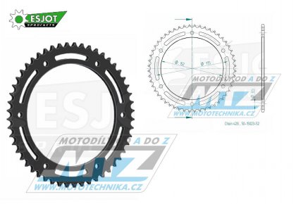 Rozeta ocelov (pevodnk) 0839-52zub ESJOT 50-15023-52 - Yamaha DT125RE + DT125R Everts + DT125X + DT200R + DTR125 + WR125R + WR125X