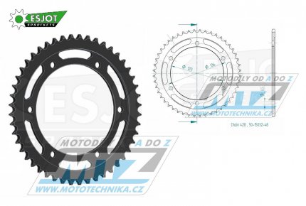 Rozeta ocelová (převodník) 1847-48zubů ESJOT 50-15032-48 - Yamaha FZR250 Genesis + FZR400RR EXUP + SRX400 + SRX600 + TDR125 + TZR80R + TZR125R + XT250