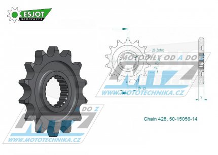 Koleko etzov (pastorek) 15056-14zub ESJOT 50-15056-14  - KRS TR125+TR125 SM + TR125X + TW125X + Generic Trigger125 / 12-14