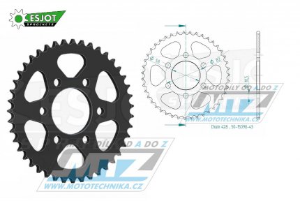 Rozeta ocelov (pevodnk) 15098-43zub ESJOT 50-15098-43 - Benelli 125TNTCBS / 17-21 + BN125 / 19-21 + KSR TW125SM+TW125X / 15-18