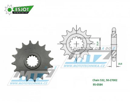 Koleko etzov (pastorek) 0584-15zub ESJOT 50-27002-15 - Yamaha YZFR6 + YZF750R+YZF750SP+YZF1000R Thunder Ace + FZR1000+FZR750 + GTS1000
