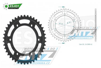 Rozeta ocelová (převodník) 0867-42zubů ESJOT 50-29009-42 - Yamaha TDM850 / 91-01