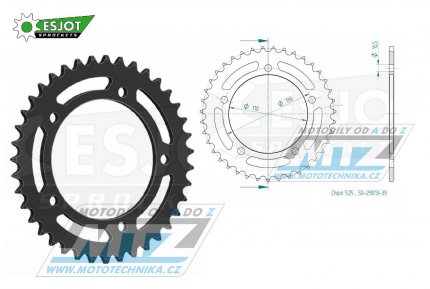 Rozeta ocelov (pevodnk) 1314-39zub ESJOT 50-29013-39 - Honda CBR400RR + CBR400 Gull-Arm