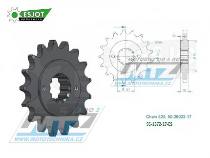 Kolečko řetězové (pastorek) 1372-17zubů ESJOT 50-29023-17 - Honda VLX750 Shadow + VT750C Shadow + VT750CD2 Shadow Deluxe + VT750DC Shadow Spirit + VT750DC Black Widow + VT750S