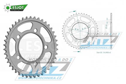 Rozeta ocelová (převodník) 0898-42zubů ESJOT 50-29035-42 - KTM 950 LC8 Supermoto + 990 Supermoto + 990 SMR + 990 SMT + 990 Superduke + 1190 RC8 + 1190 RC8 R