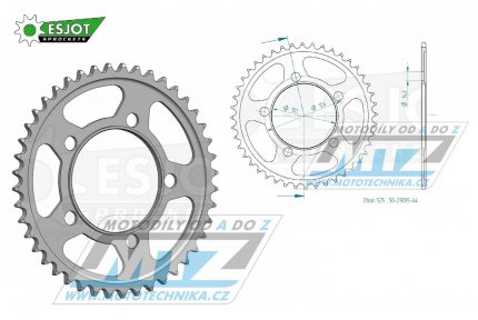 Rozeta ocelová (převodník) 0898-44zubů ESJOT 50-29035-44 - KTM 950 LC8 Supermoto + 990 Supermoto + 990 SMR + 990 SMT + 990 Superduke + 1190 RC8 + 1190 RC8 R