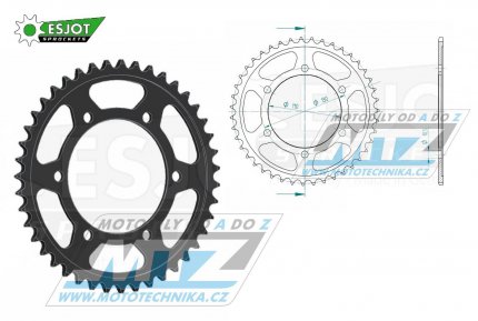 Rozeta ocelová (převodník) 1876-42zubů ESJOT 50-29037-42 - Suzuki GSXR600+GSXR750+GSXR1000 + GSXS1000 + Yamaha FZ07+FZ09+FZ10 + MT07+MT09+MT10 + YZFR6+YZF-R6+YZFR7+YZF-R7 + XSR700+XSR900 + 900 Tracer+MTT850 + XTZ690 Tenere+XTZ700 Tenere