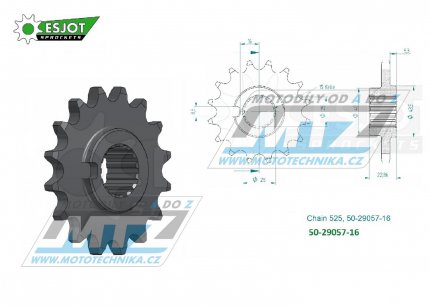 Kolečko řetězové (pastorek) 29057-16zubů ESJOT 50-29057-16 - Indian FTR1200 / 19-22