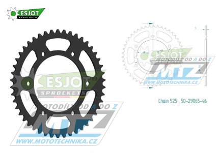 Rozeta ocelov (pevodnk) 29065-46zub ESJOT 50-29065-46 - Benelli TRK 502X / 17-22 + Leoncino / Trail 502 / 19-22 + Leoncino Trail 800 / 23-24 + QJ-Motor SRV550+SRV550ST / 23-24
