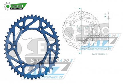 Rozeta ocelov (pevodnk) 0251-46zub ESJOT ULTRALIGHT 50-32001-46LB Offroad (modr) -Yamaha YZ125+YZ250+YZF250+YZF400+YZF426+YZF450+YZF450X / 16-20 + TT-R230 / 05-20+WRF250N / 99-01+WRF250 / 07-20+WRF400 / 99-01+WRF426 / 01-02+WRF450 / 03-20