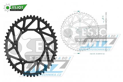 Rozeta ocelová (převodník) 0251-50zubů ESJOT ULTRALIGHT 50-32001-50L Offroad (černá) -Yamaha YZ125+YZ250 +YZF250+YZF426+YZF450+YZF450X + TT-R230 / 05-20 + WRF250N / 99-01 + WRF250 / 07-20 + WRF400 / 99-01 + WRF426 / 01-02 + WRF450 / 03-21