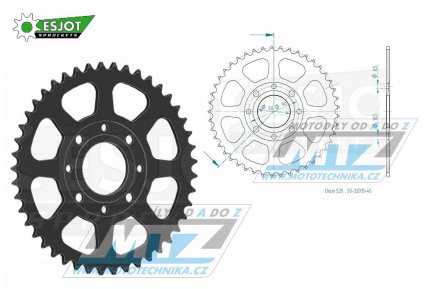 Rozeta ocelov (pevodnk) 0273-45zub ESJOT 50-32013-45 - Honda CMX250C / 96-16 + CMX250CD Rebel (USA) / 96-16 + CA125S Rebel / 95-01 + CMX250 Rebel / 00 + VT125C Shadow / 99-07 + XL125V Varadero / 01-13 + KTM 125 Duke / 11-13 + 200 Duke / 12-14